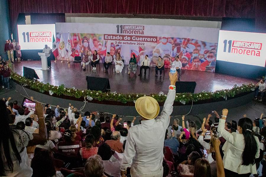 Con ovaciones a la gobernadora y a Félix Salgado Morena celebra su 11 aniversario