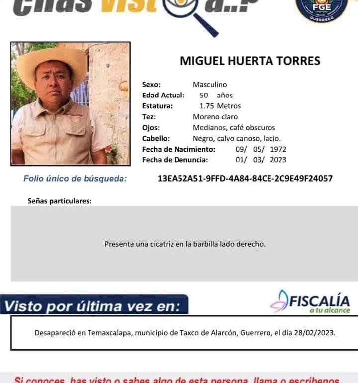 Servidor de la Nación de Taxco lleva 19 días desaparecido y el gobierno de Evelyn no lo busca